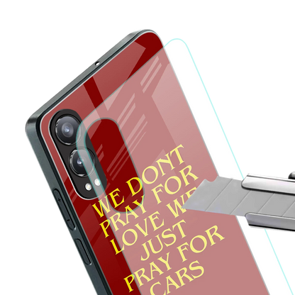 Pray For Cars stylish phone case for oneplus nord ce 4 lite | glossy glass and slim fit