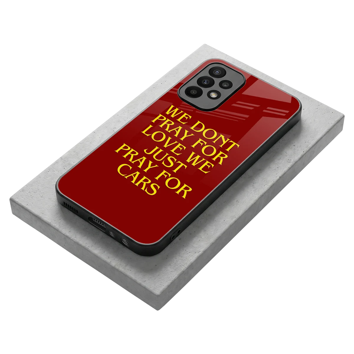 Pray For Cars stylish phone case for samsung galaxy a23 | glossy glass and slim fit