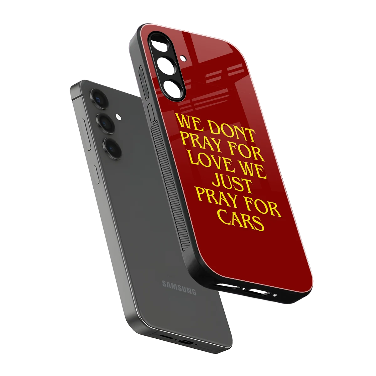 Pray For Cars sleek samsung galaxy a55 5g cover with tempered glass back and TPU edges