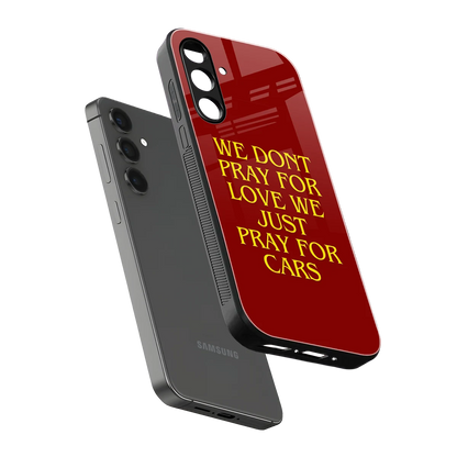 Pray For Cars sleek samsung galaxy a55 5g cover with tempered glass back and TPU edges