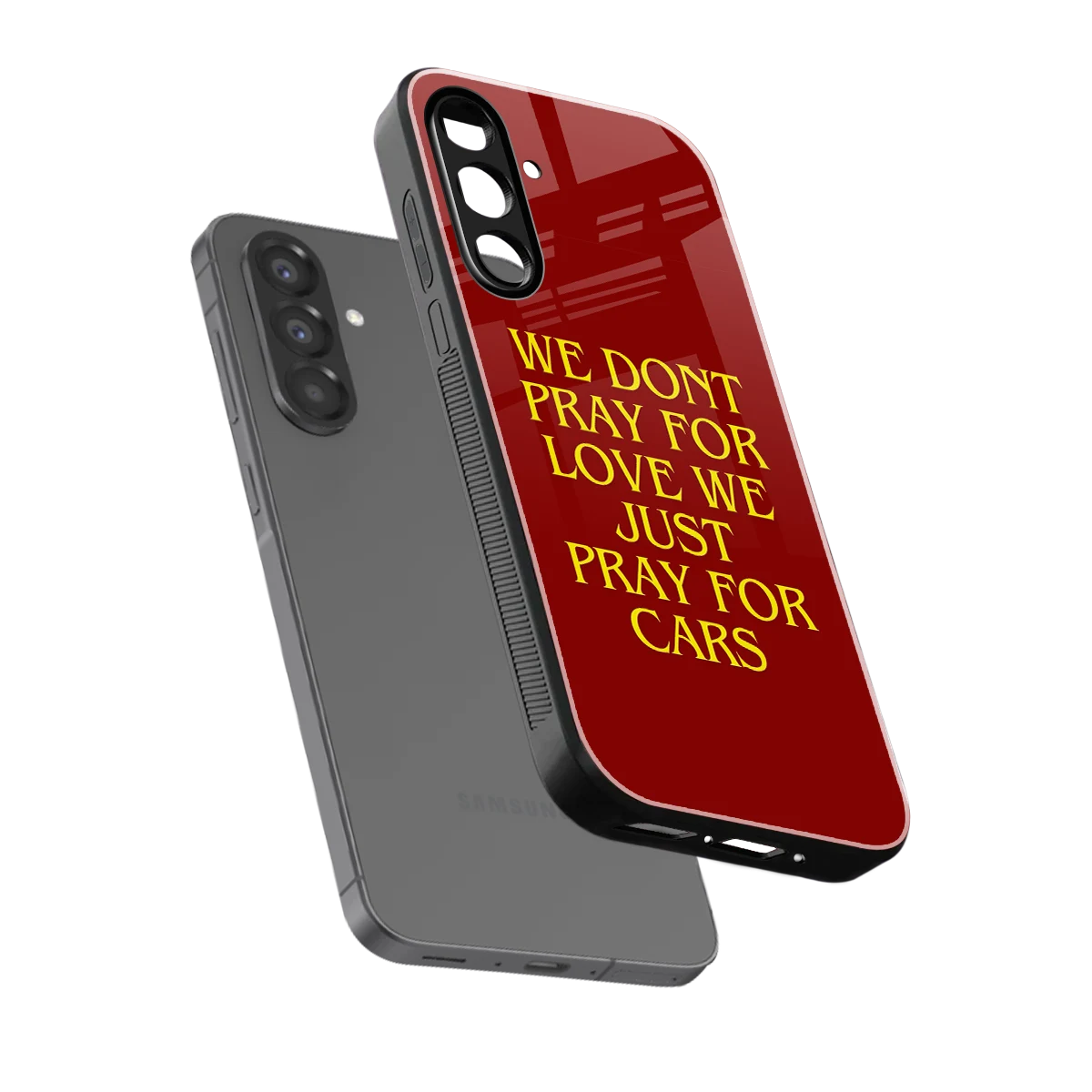 Pray For Cars sleek samsung galaxy a36 5g cover with tempered glass back and TPU edges