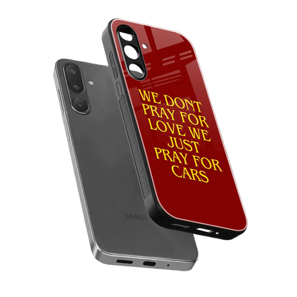 Pray For Cars sleek samsung galaxy m36 5g cover with tempered glass back and TPU edges