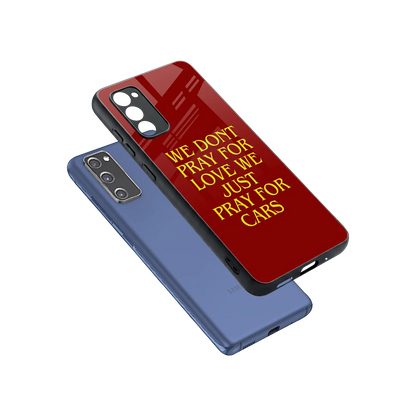 Pray For Cars sleek samsung galaxy s20 fe cover with tempered glass back and TPU edges