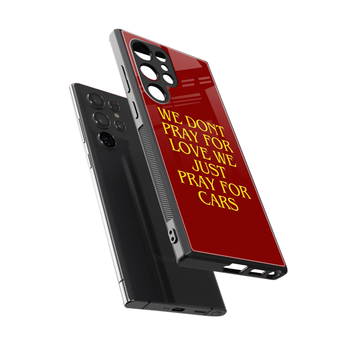 Pray For Cars sleek samsung galaxy s24 ultra cover with tempered glass back and TPU edges