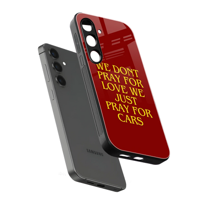 Pray For Cars sleek samsung galaxy s24 cover with tempered glass back and TPU edges