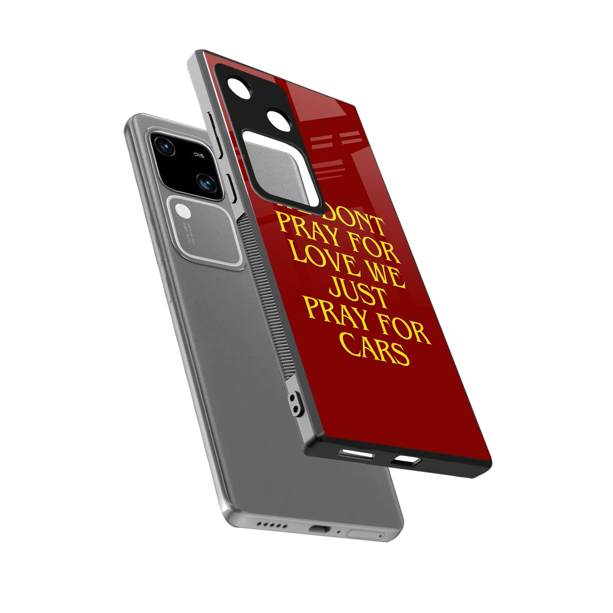 Pray For Cars sleek vivo v30 cover with tempered glass back and TPU edges