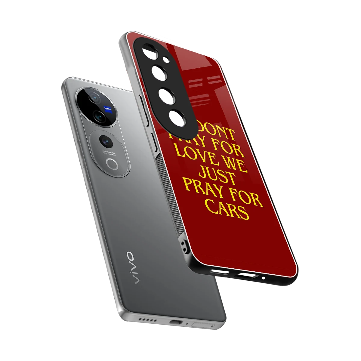 Pray For Cars sleek vivo v40 pro cover with tempered glass back and TPU edges