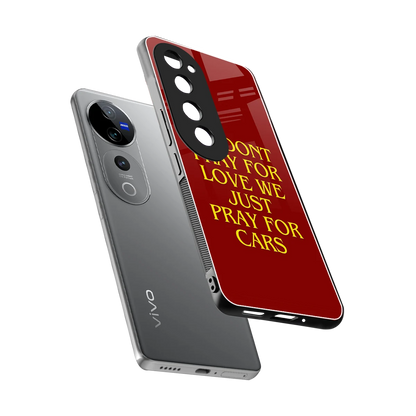 Pray For Cars sleek vivo v40 pro cover with tempered glass back and TPU edges