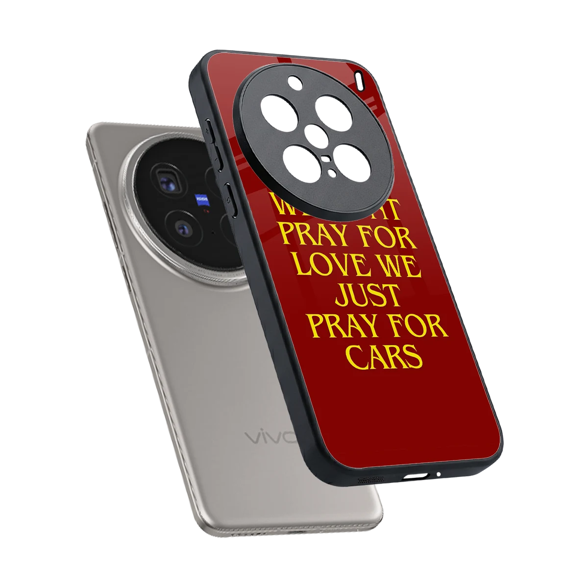 Pray For Cars sleek vivo x200 pro cover with tempered glass back and TPU edges