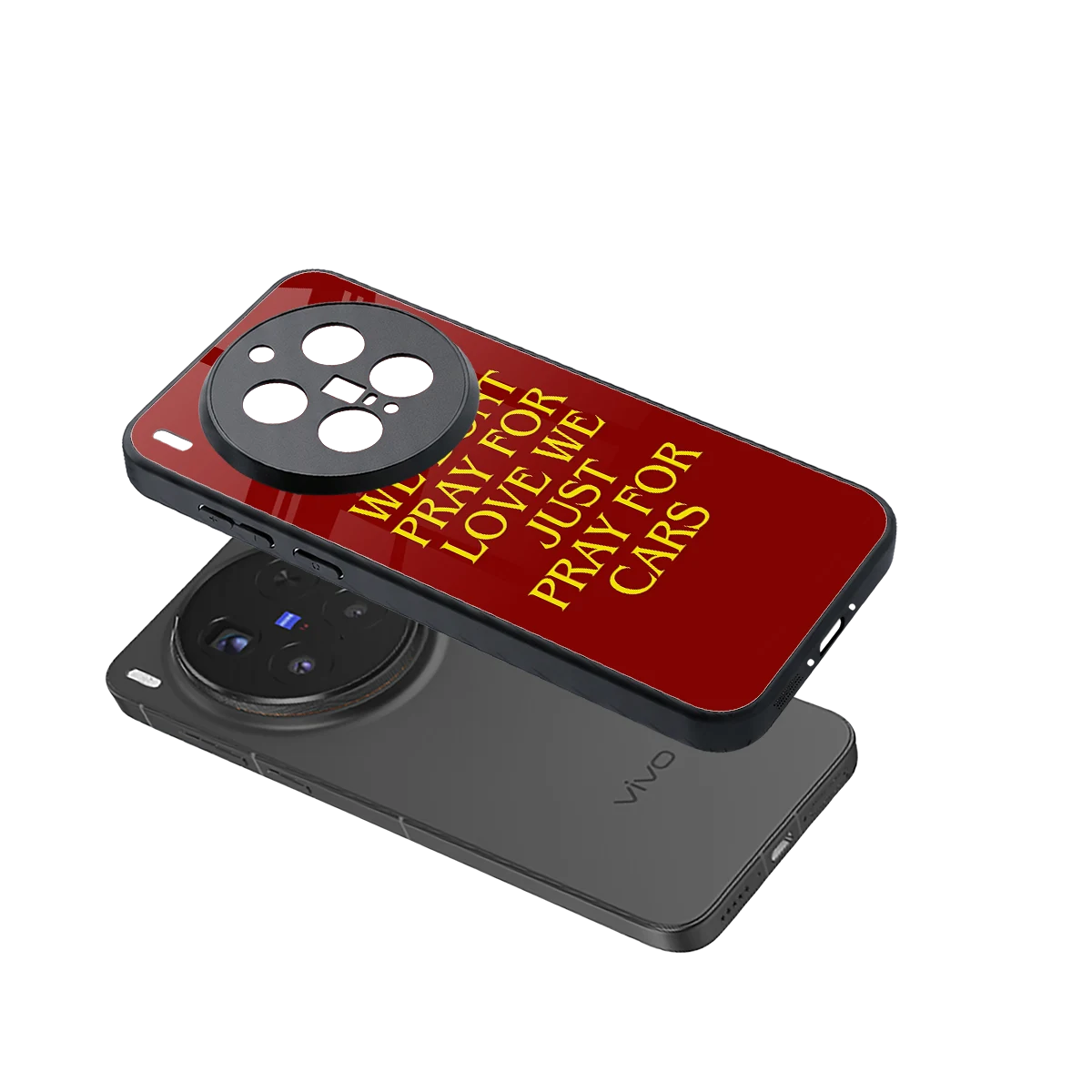 Pray For Cars sleek vivo x300 pro cover with tempered glass back and TPU edges