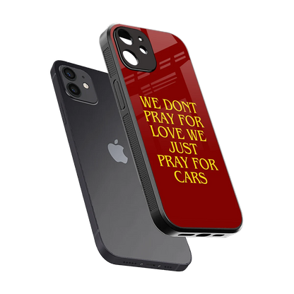Pray For Cars sleek iphone 12 cover with tempered glass back and TPU edges