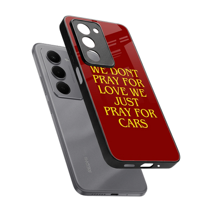 Pray For Cars sleek redmi 15 5g cover with tempered glass back and TPU edges
