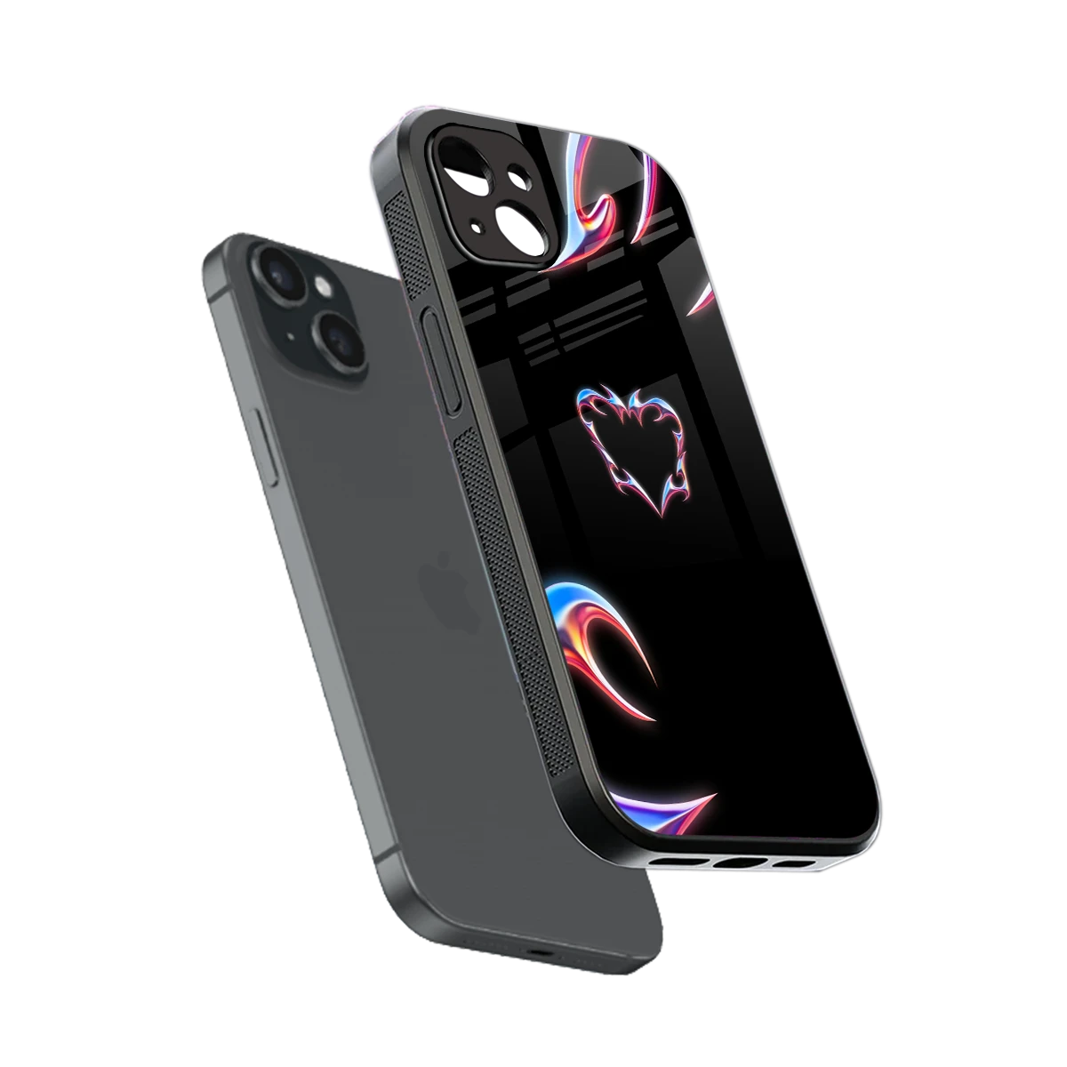 Prism Heart sleek iphone 14 plus cover with tempered glass back and TPU edges