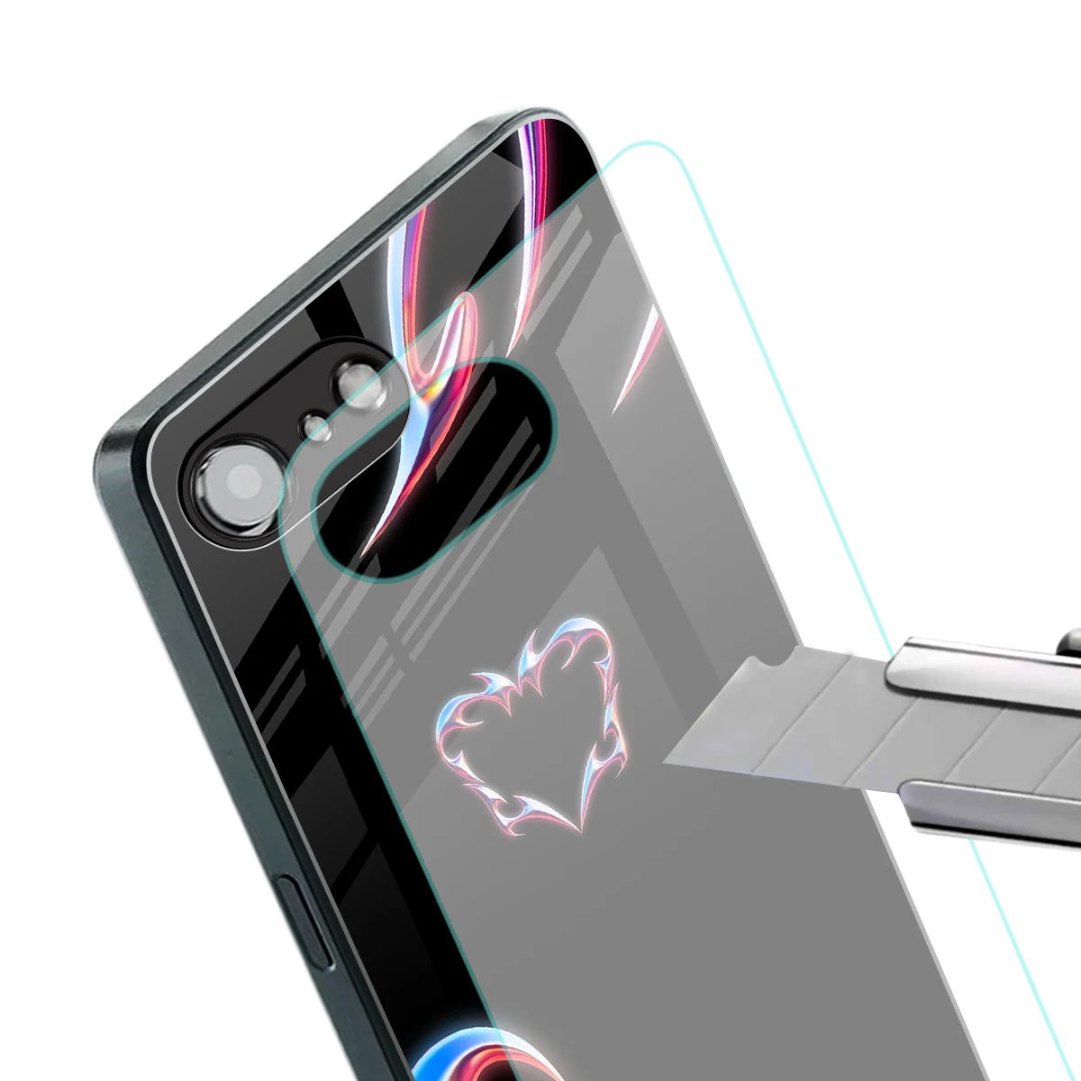 Prism Heart stylish phone case for iphone 16e | glossy glass and slim fit