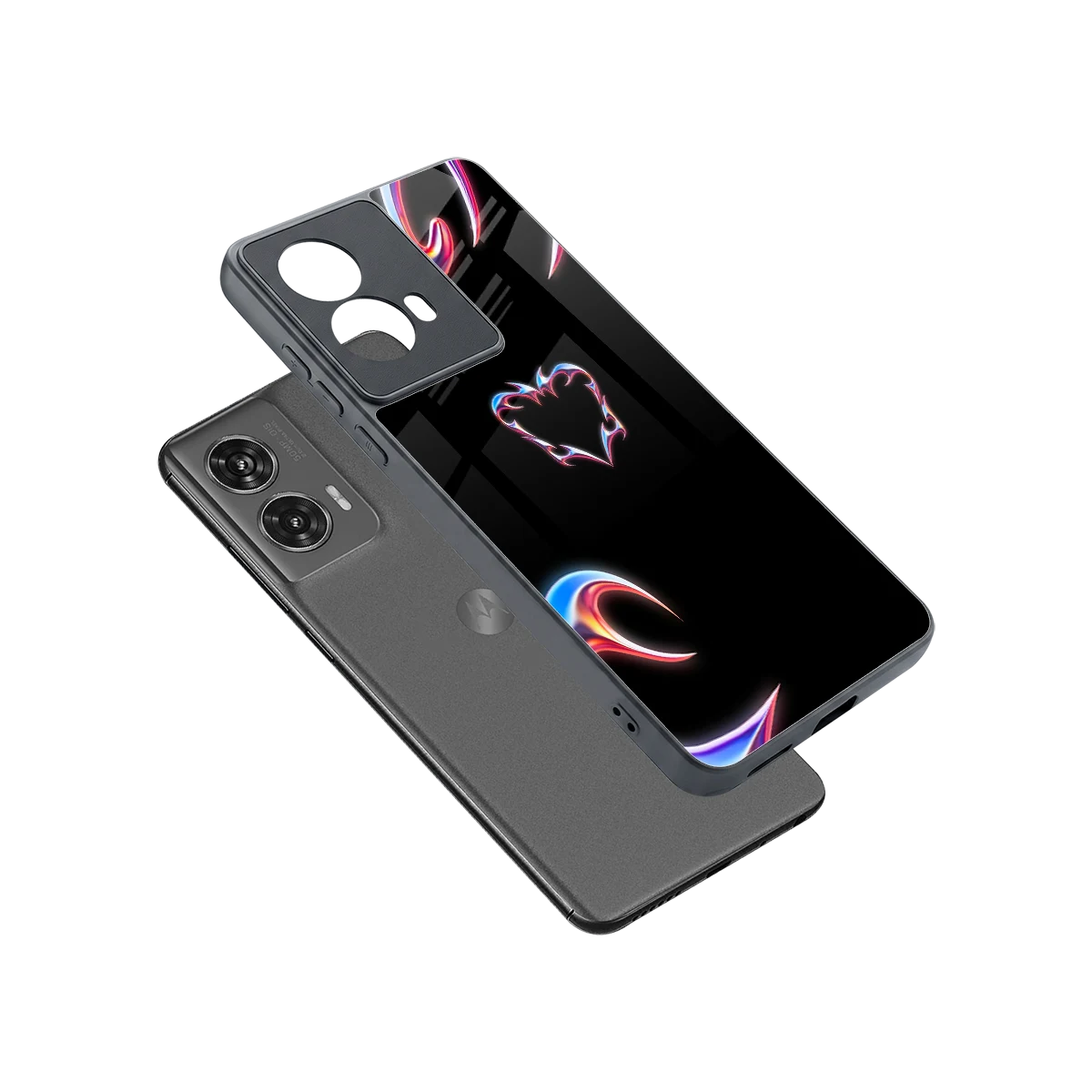 Prism Heart sleek motorola edge 50 fusion cover with tempered glass back and TPU edges