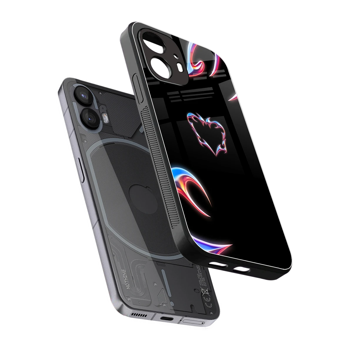 Prism Heart sleek nothing phone 2 cover with tempered glass back and TPU edges