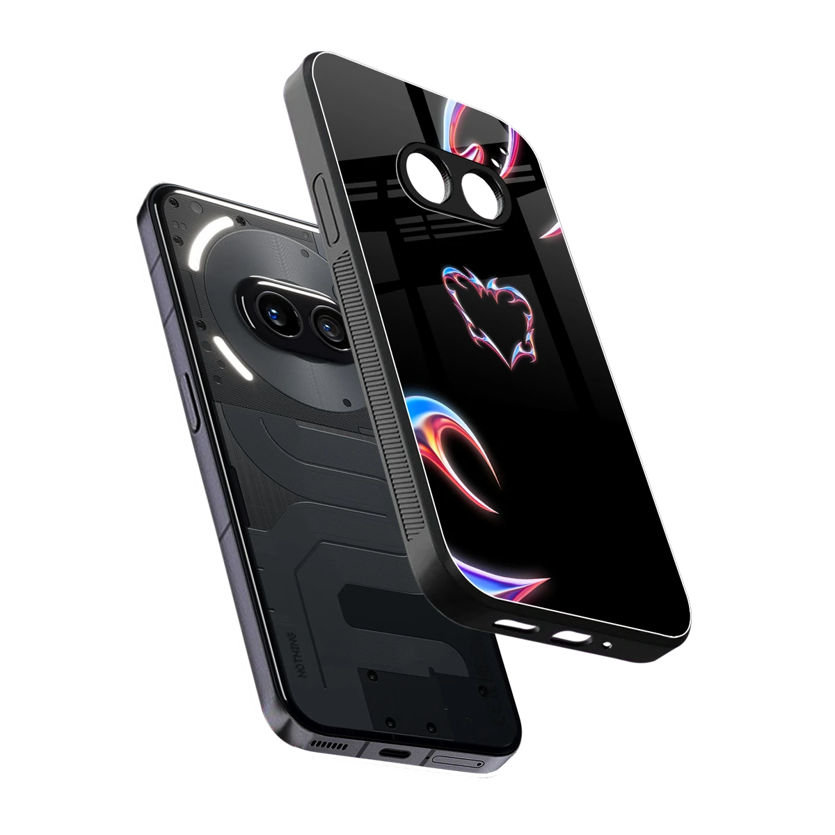 Prism Heart sleek nothing phone 2a plus cover with tempered glass back and TPU edges