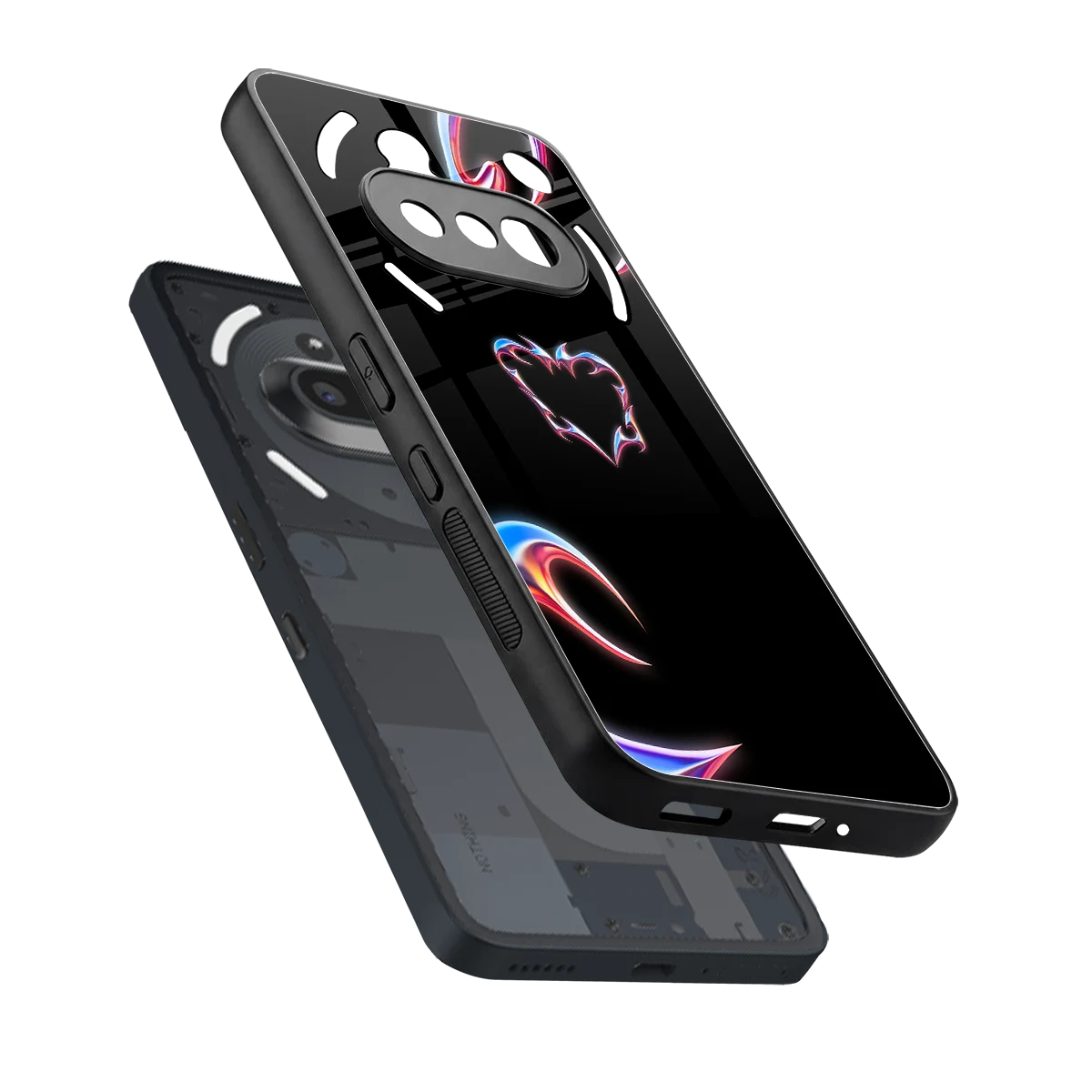 Prism Heart sleek nothing phone 3a cover with tempered glass back and TPU edges