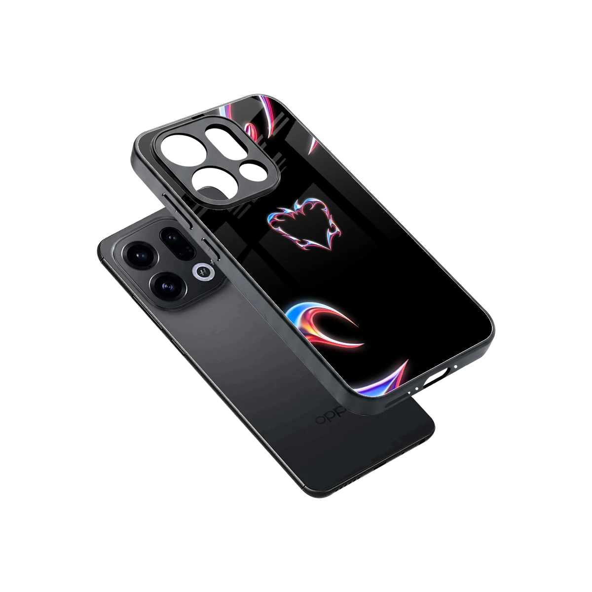 Prism Heart sleek oppo find x9 cover with tempered glass back and TPU edges