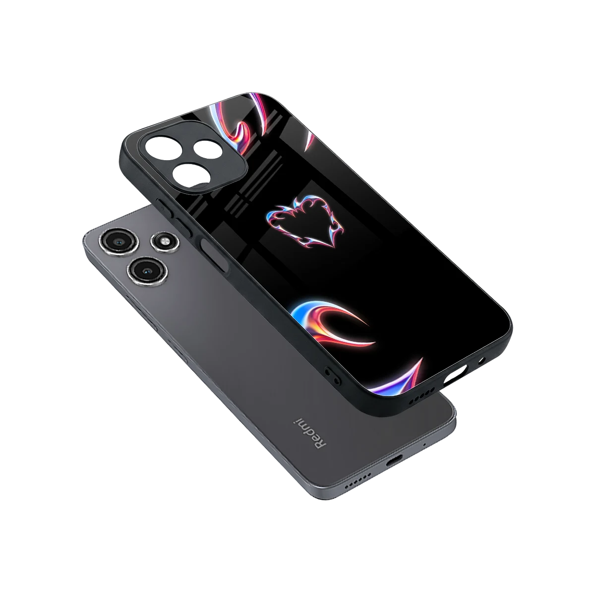 Prism Heart sleek redmi 12 5g cover with tempered glass back and TPU edges