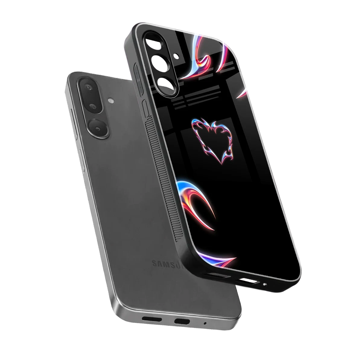Prism Heart sleek samsung galaxy m56 5g cover with tempered glass back and TPU edges
