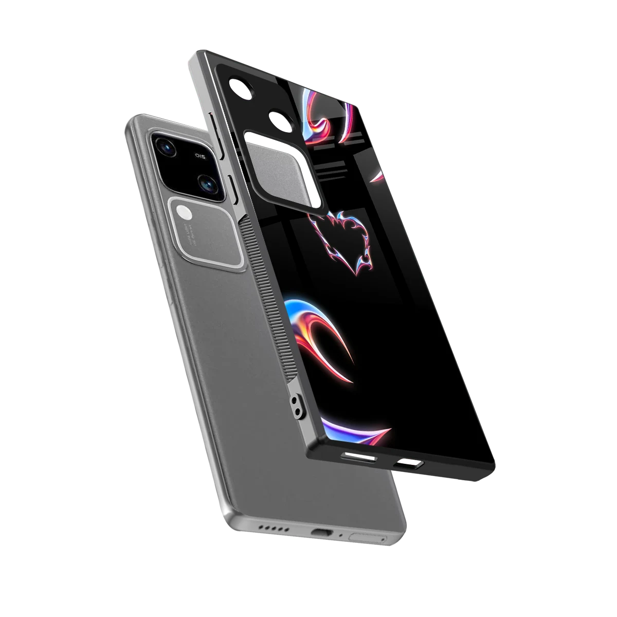 Prism Heart sleek vivo v30 cover with tempered glass back and TPU edges