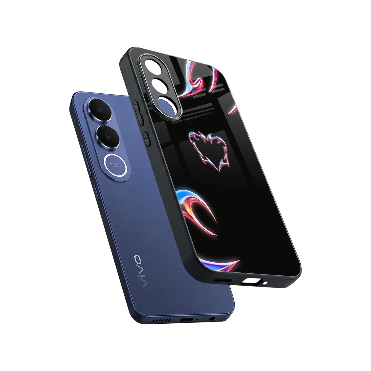 Prism Heart sleek vivo v70 fe cover with tempered glass back and TPU edges