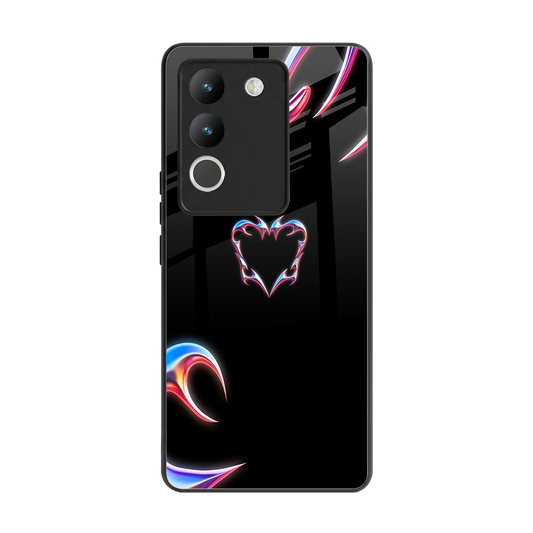 Prism Heart back phone cover | glass case for vivo y200 5g