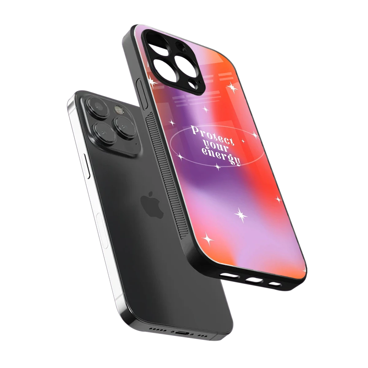 Protect Your Energy sleek iphone 13 pro cover with tempered glass back and TPU edges