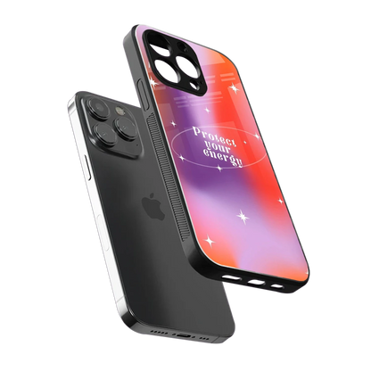 Protect Your Energy sleek iphone 13 pro cover with tempered glass back and TPU edges