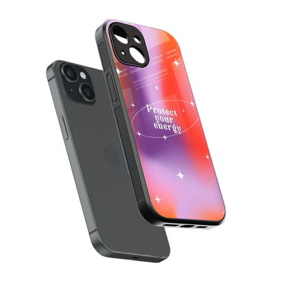 Protect Your Energy sleek iphone 13 cover with tempered glass back and TPU edges