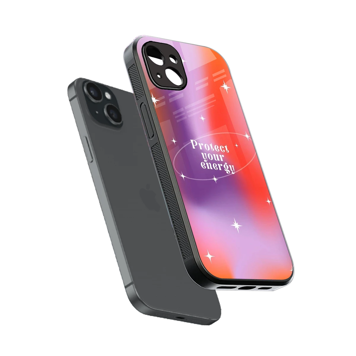 Protect Your Energy sleek iphone 14 plus cover with tempered glass back and TPU edges