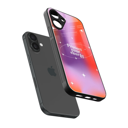 Protect Your Energy sleek iphone 16 plus cover with tempered glass back and TPU edges