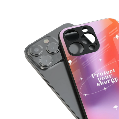Protect Your Energy stylish phone case for iphone 15 plus | glossy glass and slim fit