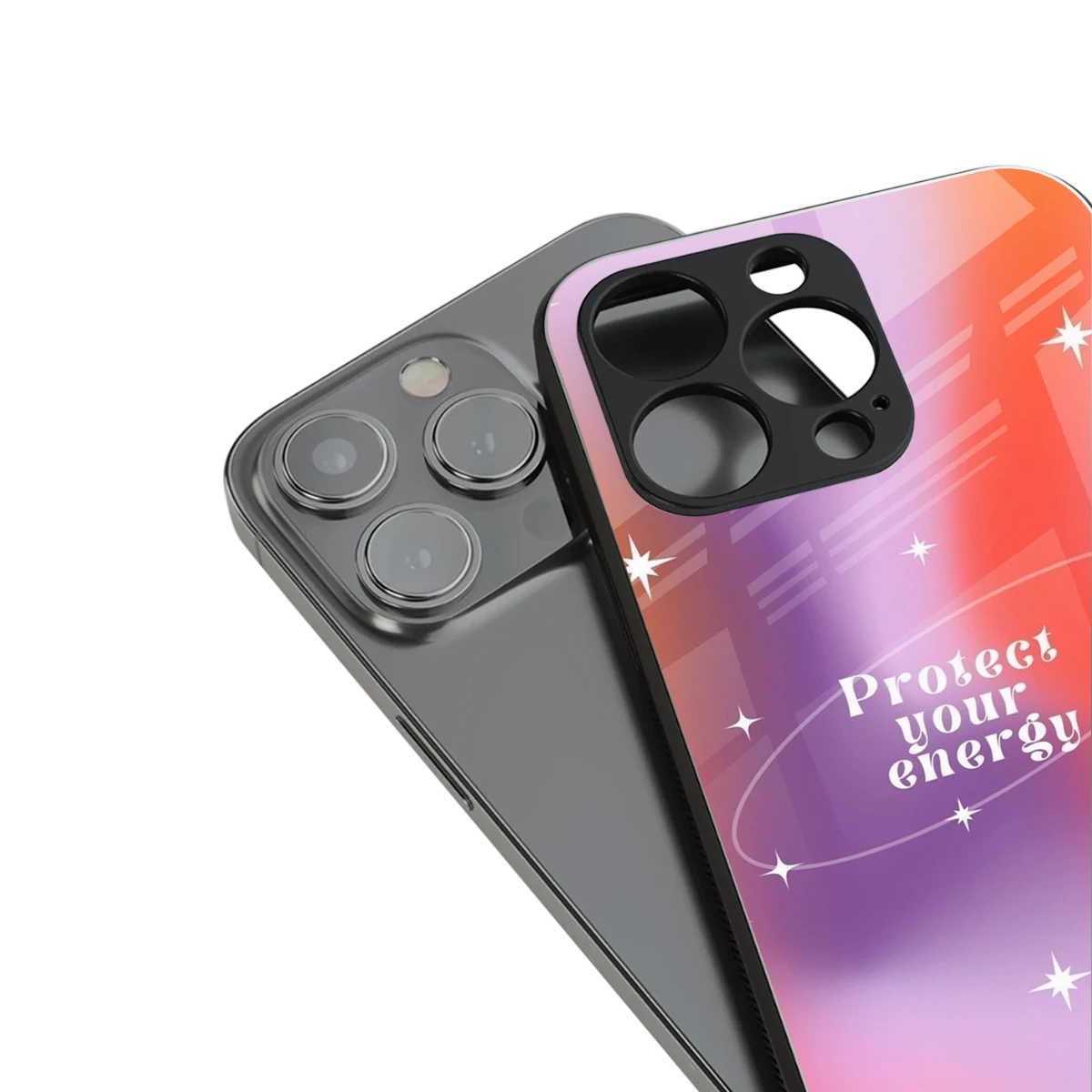 Protect Your Energy stylish phone case for iphone 17 pro max | glossy glass and slim fit