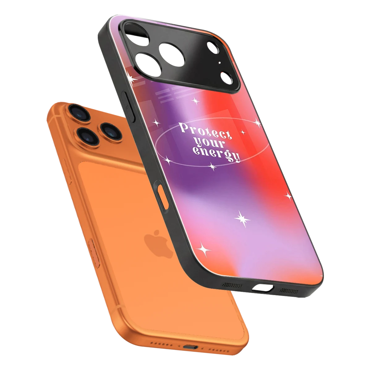 Protect Your Energy sleek iphone 17 pro cover with tempered glass back and TPU edges