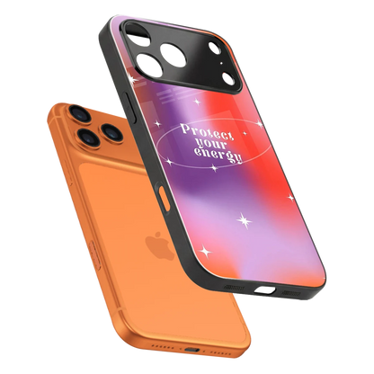 Protect Your Energy sleek iphone 17 pro cover with tempered glass back and TPU edges