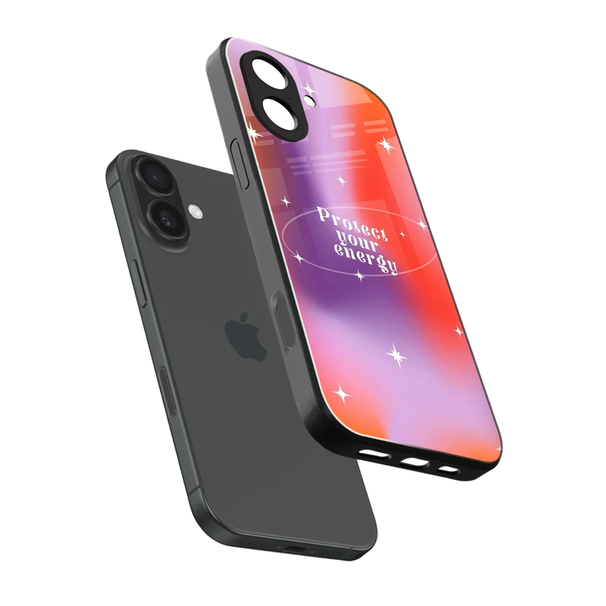 Protect Your Energy sleek iphone 17 cover with tempered glass back and TPU edges