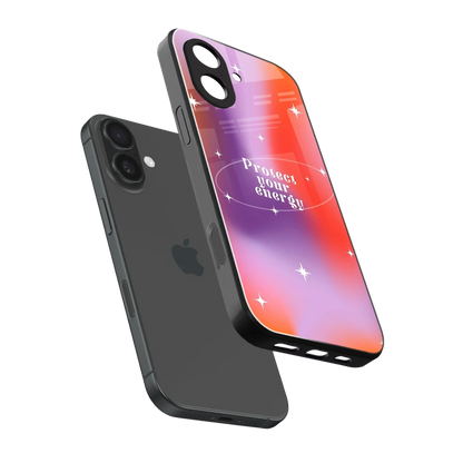 Protect Your Energy sleek iphone 17 cover with tempered glass back and TPU edges