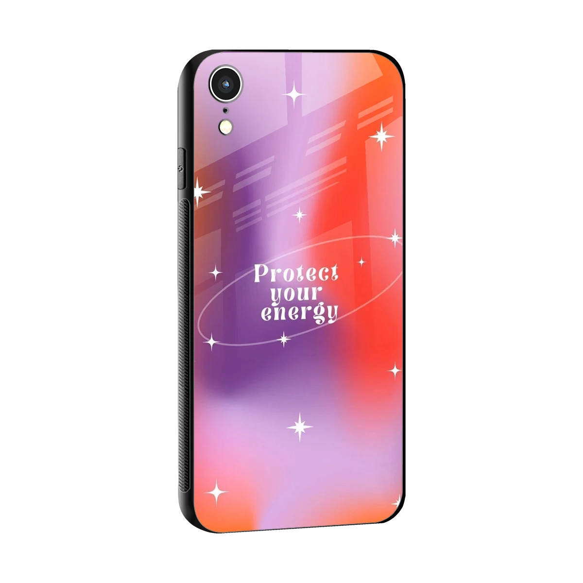 Protect Your Energy sleek iphone xr cover with tempered glass back and TPU edges