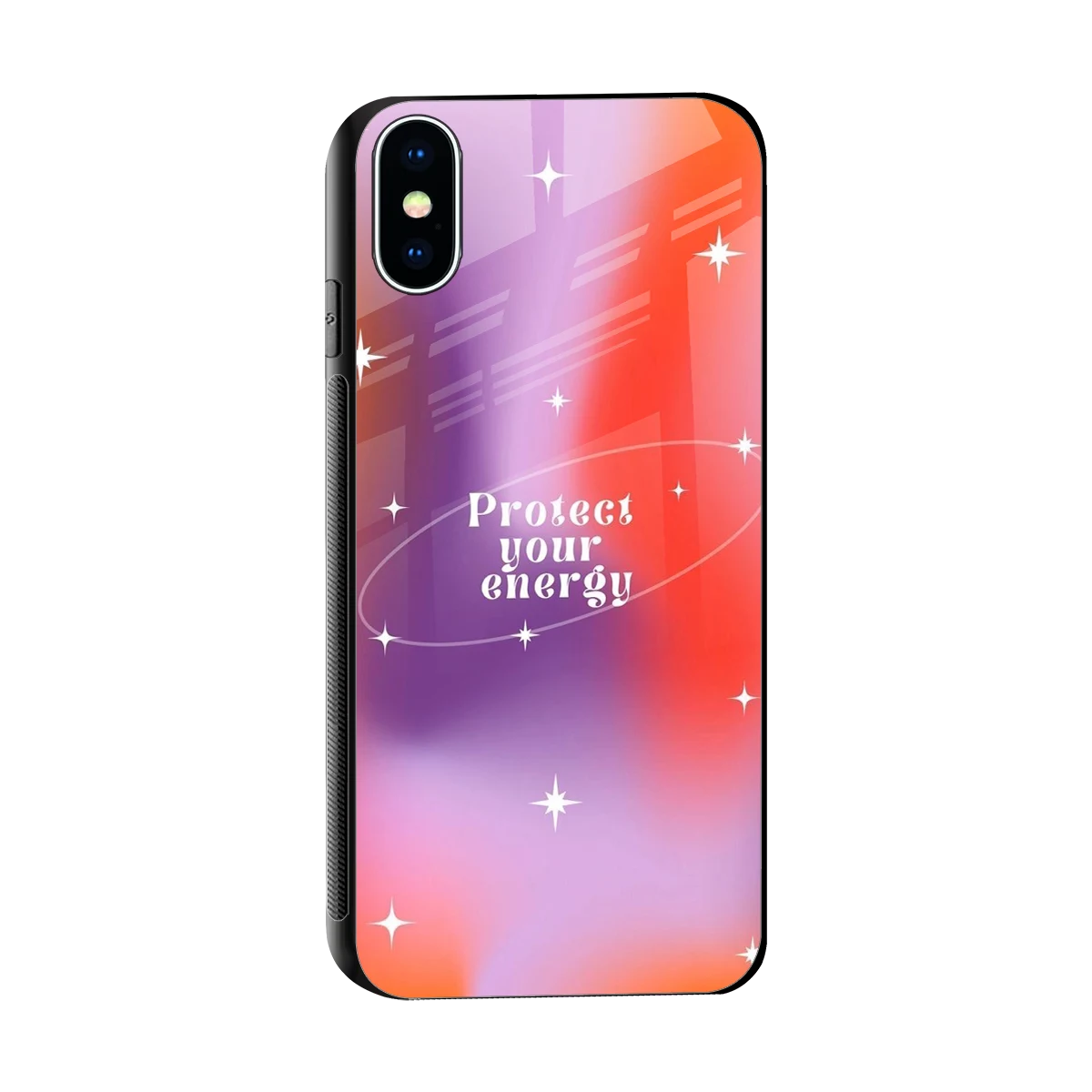 Protect Your Energy sleek iphone xs cover with tempered glass back and TPU edges