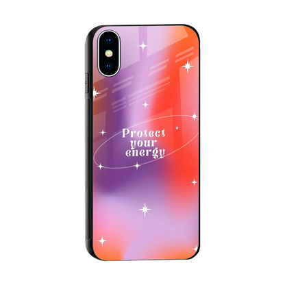 Protect Your Energy sleek iphone xs cover with tempered glass back and TPU edges