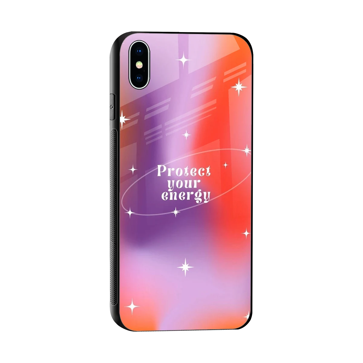 Protect Your Energy sleek iphone xs max cover with tempered glass back and TPU edges