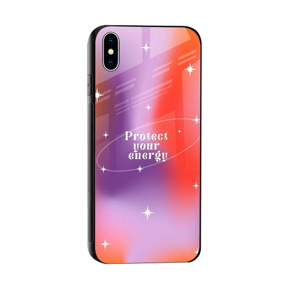 Protect Your Energy sleek iphone xs max cover with tempered glass back and TPU edges