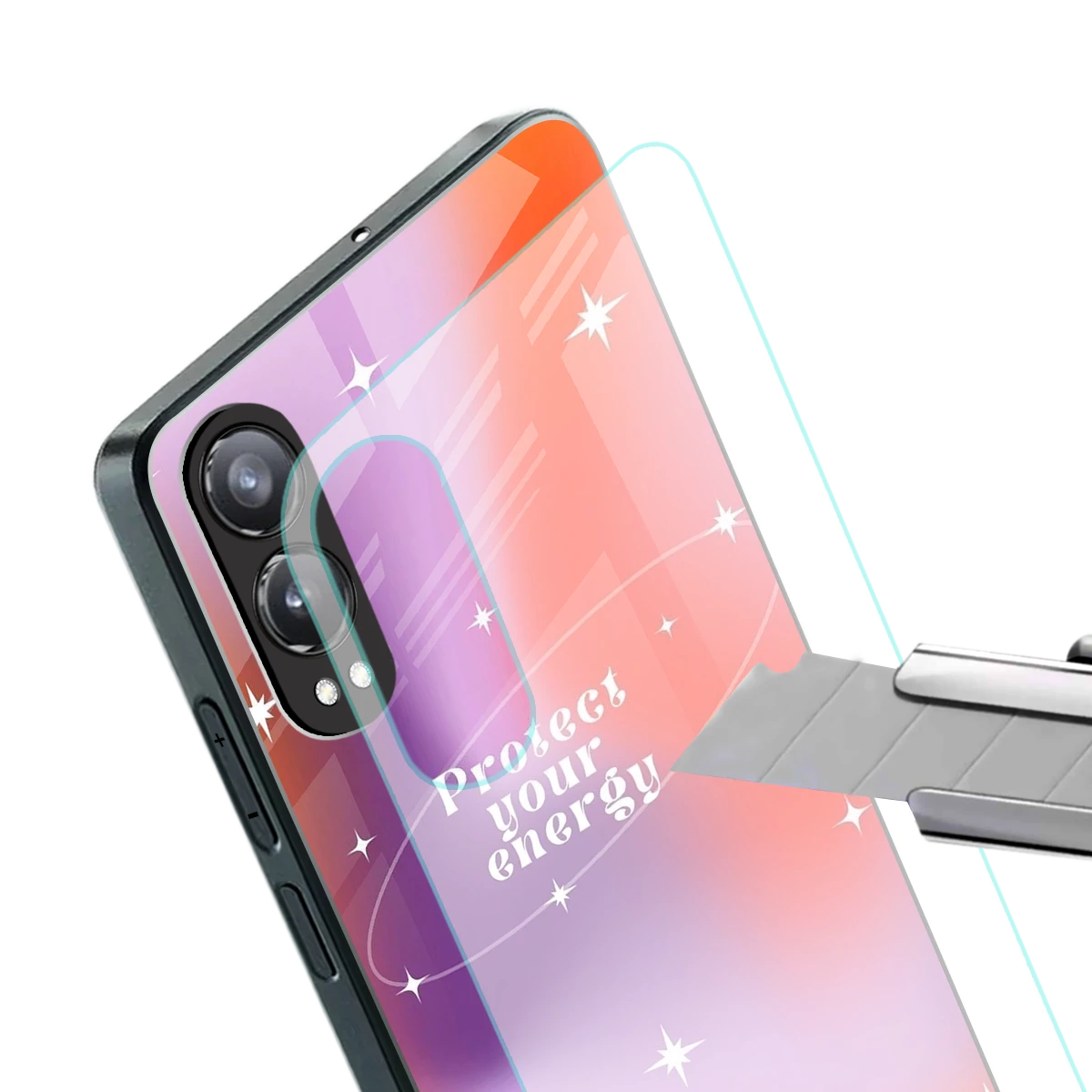 Protect Your Energy stylish phone case for oneplus nord ce 4 lite | glossy glass and slim fit