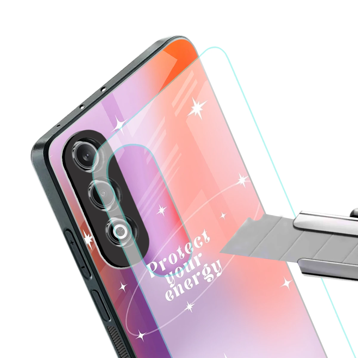 Protect Your Energy stylish phone case for oneplus nord ce 4 | glossy glass and slim fit