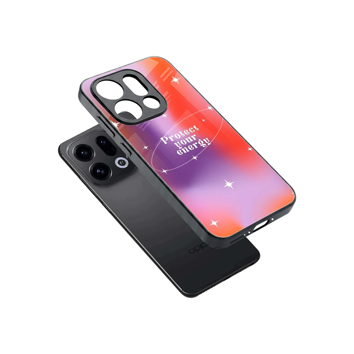Protect Your Energy sleek oppo find x9 cover with tempered glass back and TPU edges