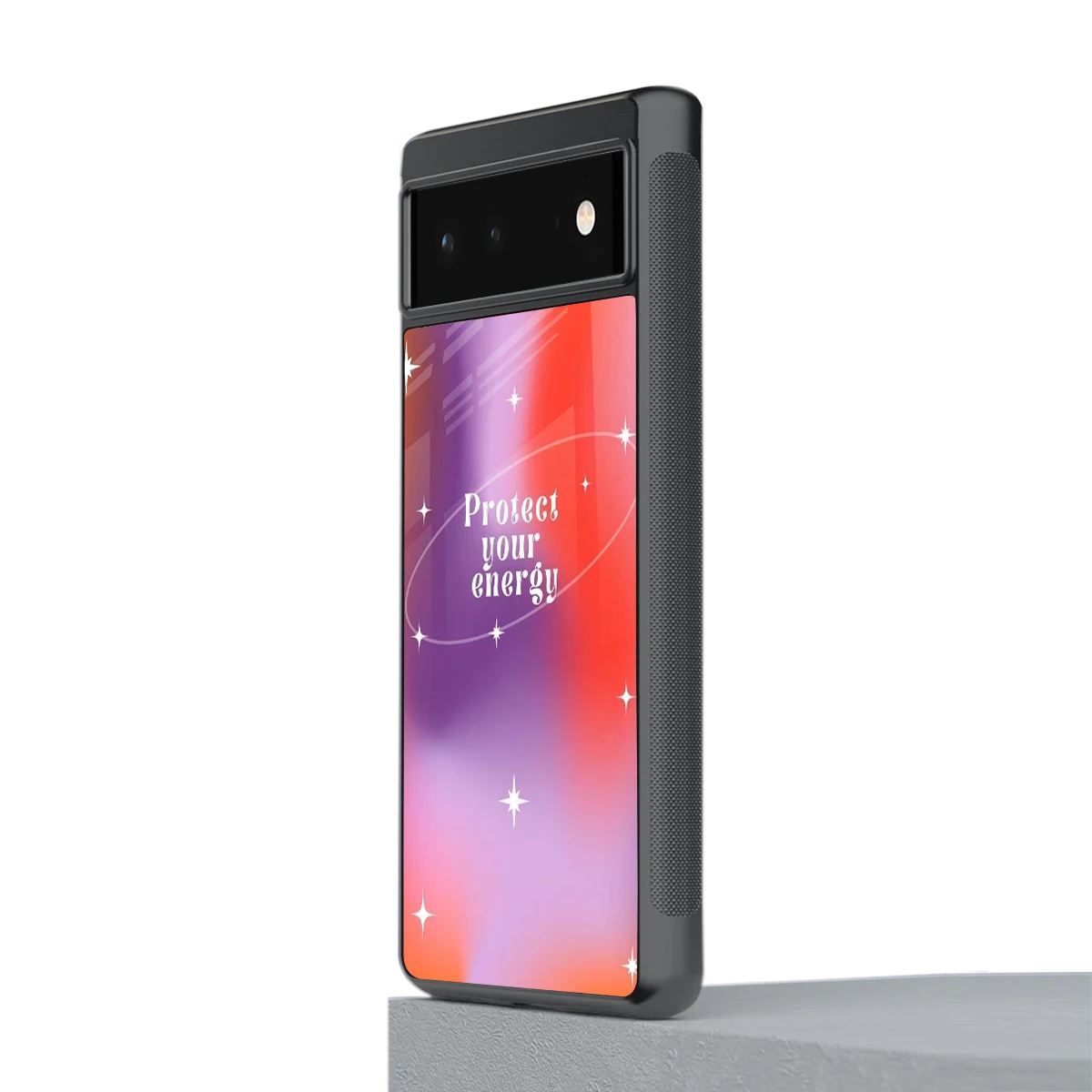 Protect Your Energy stylish phone case for google pixel 6a | glossy glass and slim fit