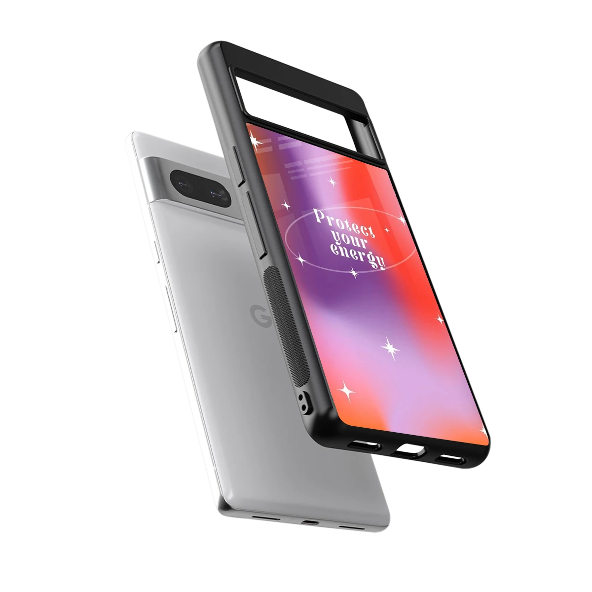Protect Your Energy sleek google pixel 7 cover with tempered glass back and TPU edges