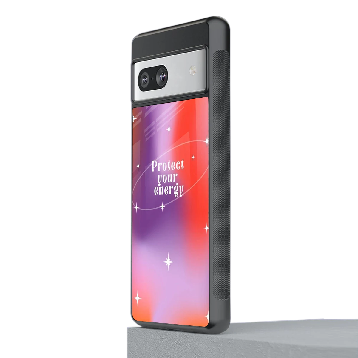 Protect Your Energy stylish phone case for google pixel 7a | glossy glass and slim fit